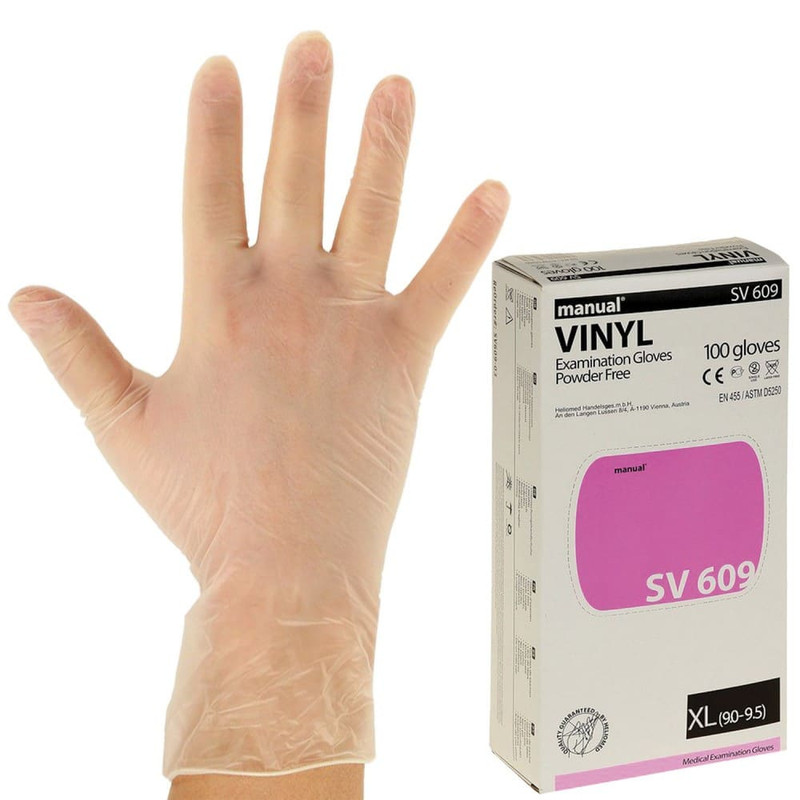 Heliomed, Manual, Перчатки виниловые, размер XL, повышенная прочность