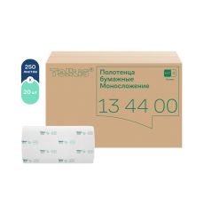 134400 Бумажные полотенца листовые Tellus моносложение ZZ, 1 сл (250л в пачке) HT3 / 20 