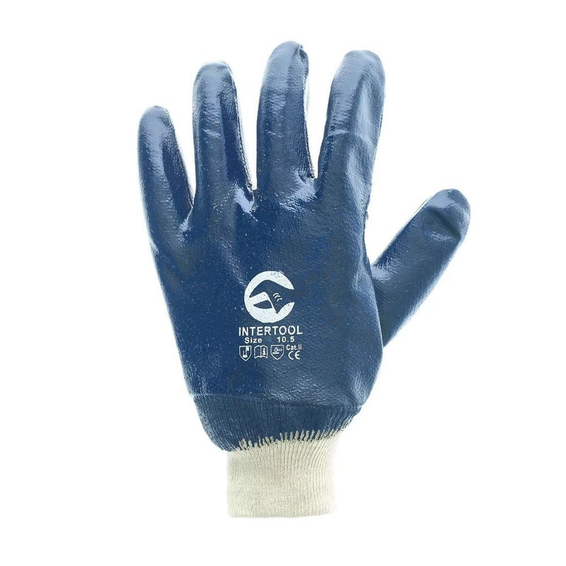 Intertool, Перчатки нитриловые облитые (краги) размер XL(10)