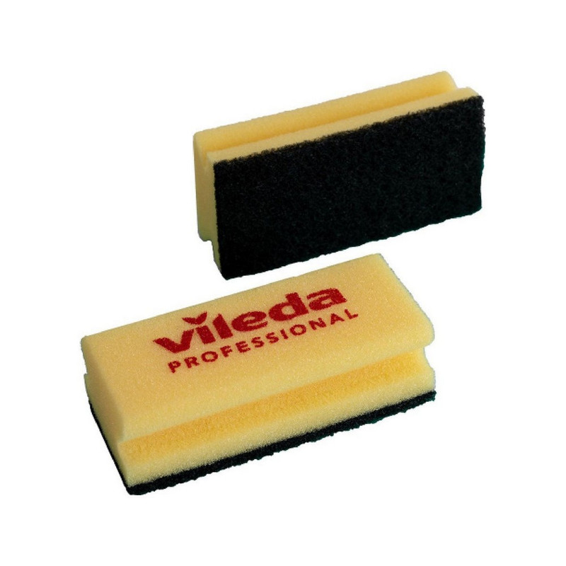 102565 Губка Виледа Максимальная жесткость, 15*7 см, черный абразив/желтый (10 шт в уп)/ 100