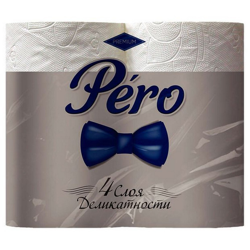 0107 Pero, Бумага туалетная бытовая, 4 слоя, 4 рулона в упаковке