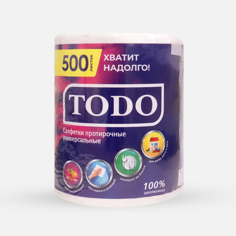 3542 Todo, Универсальные, Салфетки в рулоне 2 слоя, 500 листов, цвет белый