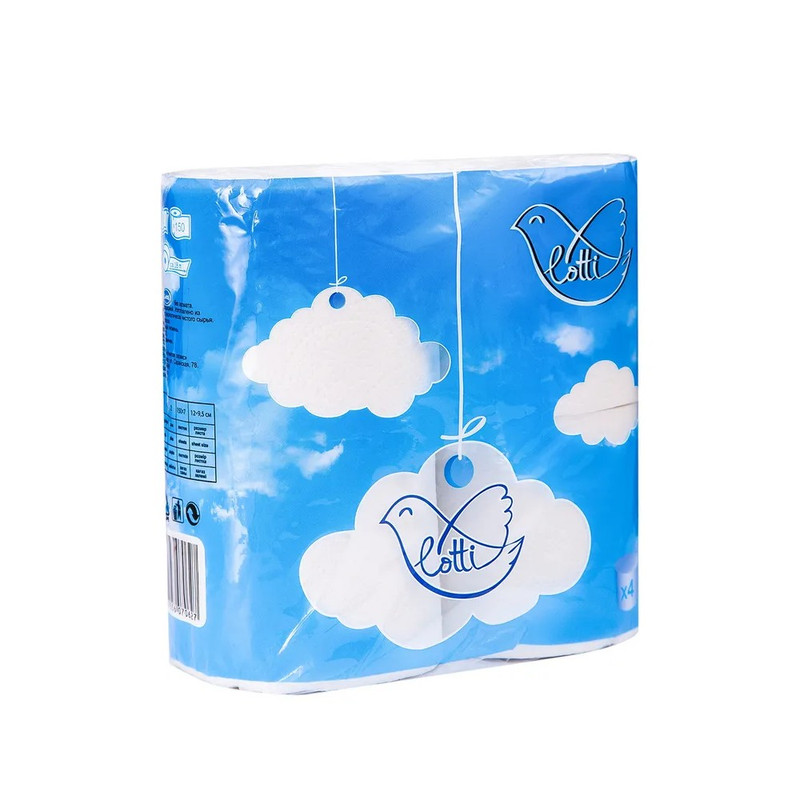 19047 Lotti, Бумага туалетная бытовая 2-слойная (упаковка - 4штук,)
