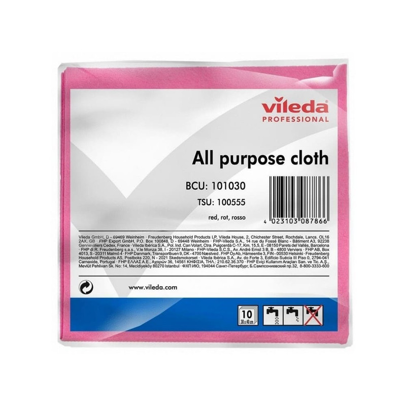 101030 Салфетка для уборки Виледа Универсальная, 38*40 см, красный (10 шт в уп)/ 100