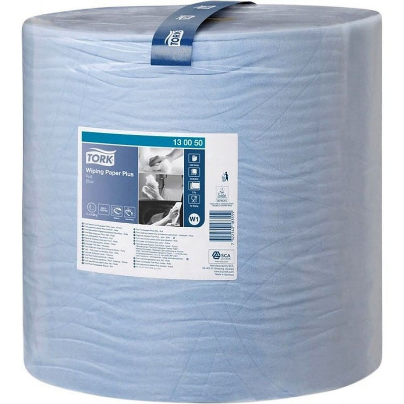 130050 ВЫВОД_ Протирочная бумага в рулоне 510 м 2 слоя 36,9х34 см (дхш) цв.синий совм. с w1 1500 л. в ру