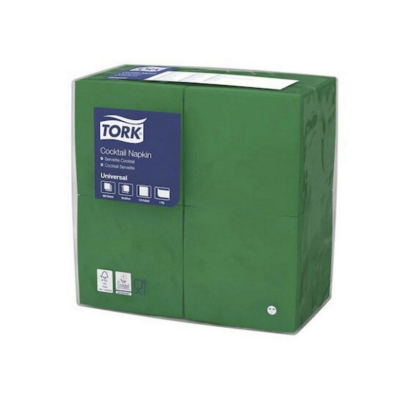 509521 Торк (Tork), Салфетки коктейльные 25х25 см темно-зеленые