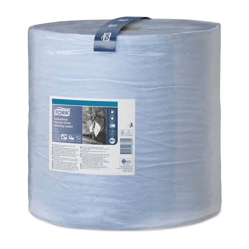 130070 ВЫВОД_ Протирочная бумага в рулоне 340 м 2 слоя 36,9х34 см (дхш) цв.синий совм. с w1 1000 л. в ру