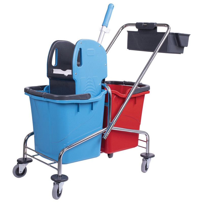 607903 Тележка уборочная, 2 съемных ведра по 25 л, механический отжим, корзина, BRABIX, Турция