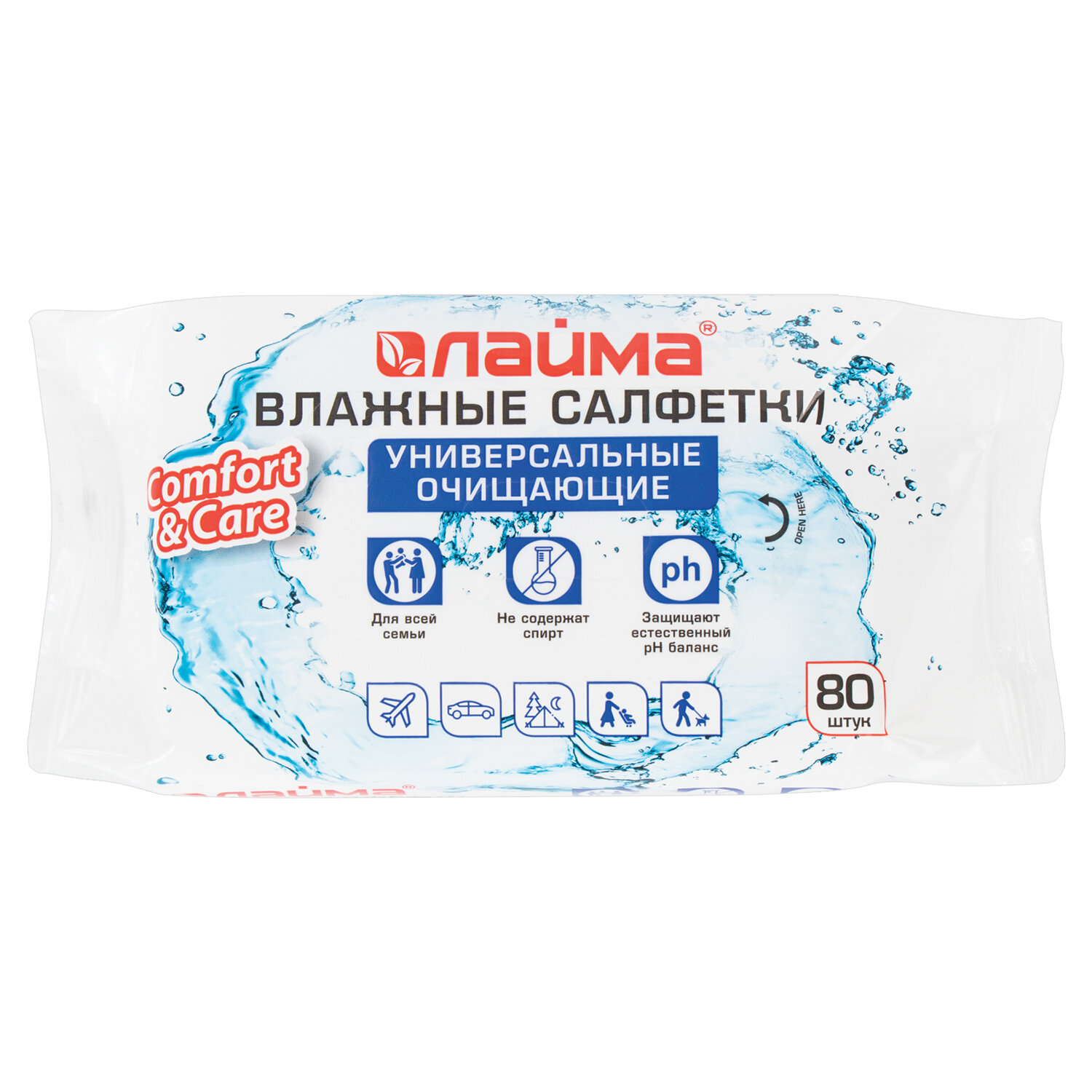 128080 Laima, Салфетки влажные Универсальные, очищающие (80 в упаковке)