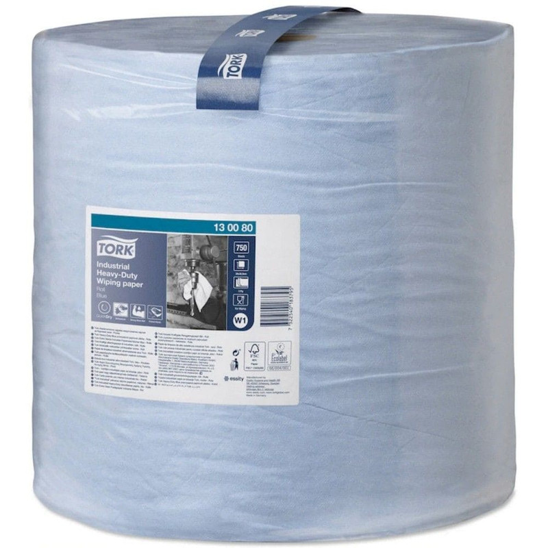 130080 Протирочная бумага в рулоне 255м, 3 слоя 36,9х34 см (дхш) цв.синий ( 750 л. в рулоне) w1 