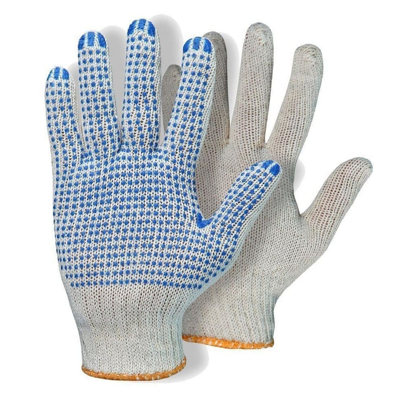 201-Т-10 Перчатки х/б с ПВХ, 4-х нитка, 10 класс, цвет белый