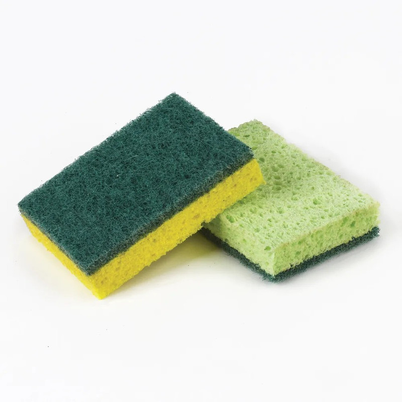 605487 Губки бытовые, 20х95х65 мм, КОМПЛЕКТ 2 шт., ЦЕЛЛЮЛОЗНЫЕ (губчатые) с АБРАЗИВОМ, LAIMA, К1106