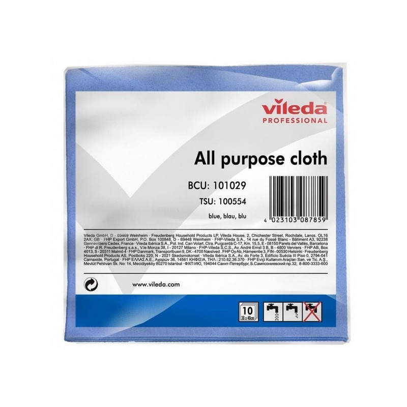 101029 Салфетка для уборки Виледа Универсальная, 38*40 см, синий (10 шт в уп)/ 100