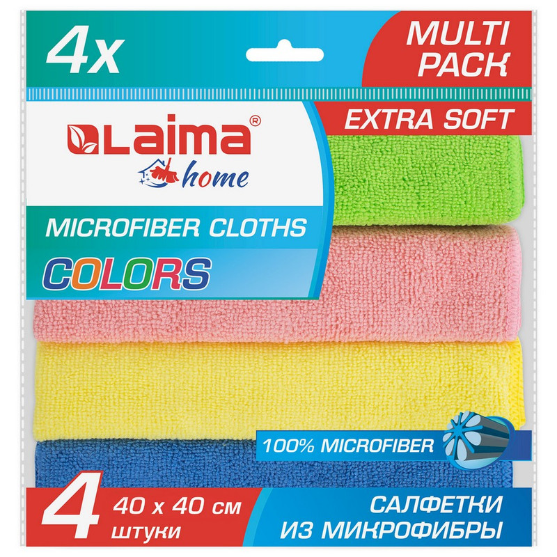 607793 Салфетка из плотной микрофибры 40х40 см "MULTI PACK PRO COLOUR 40", LAIMA(штучно)