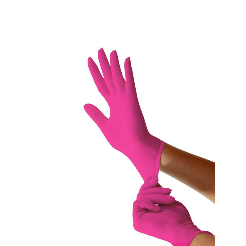 V8-0101 Benovy, Перчатки нитриловые 50 пар (100 штук) размер S, цвет фуксия