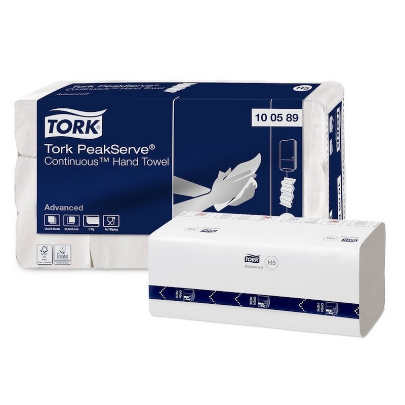 100589 Торк (Tork), Полотенце бумажное листовое непрерывная подача, 1 сложение, 270 л, в пачке (12 в упаковке)