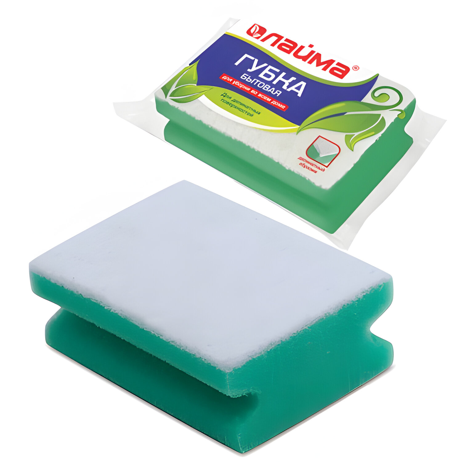 601556 Губка быт. для уборки лайма чист. слой д/деликат. поверхн, профильная ( в4,8*ш12*г8,6 см) (1 