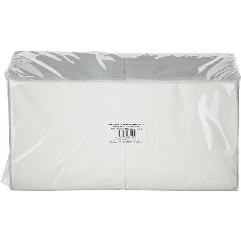 20525 TaMbien, Салфетки сервировочные бумажные 2 слоя 24х24см 250 листов в упаковке белые