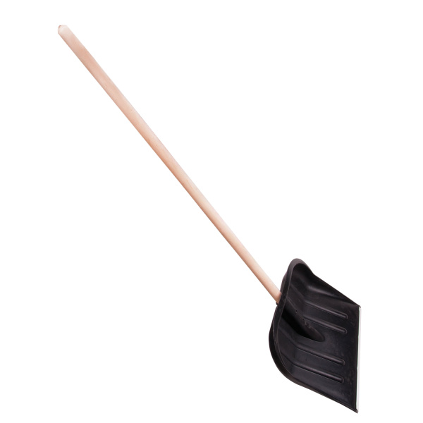 603556 Лопата снегоуборочная пластиковая, 46х40 см, высота 130 см, с алюминиевым наконечником, дерев
