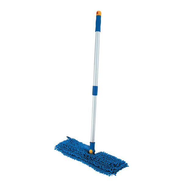 601465 Швабра двусторонняя 40см, телескопический черенок 130см (алюминий), резьба 1,6см, микрофибра,