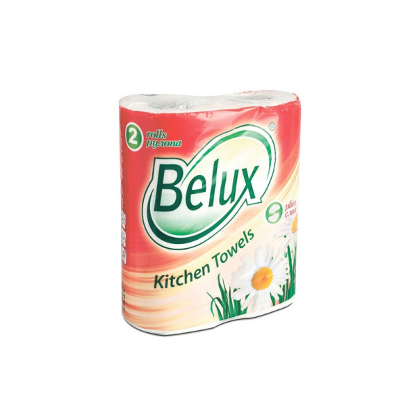 820 Belux, Полотенце бумажное в рулоне, бытовое, 12,5±0,5 м, 230х220 мм, 2 слоя, цвет белый (2 в упаковке)