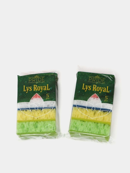 Губки для мытья посуды Королевская Лилия  105х65х35 мм PRIDE  (5 в уп.) цв. серый / 30