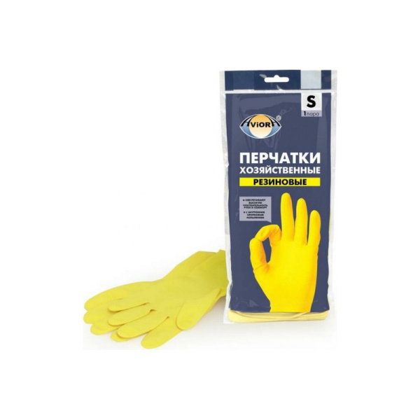 402-566 Aviora, Перчатки хозяйственные латексные размер S, 120 пар в коробке