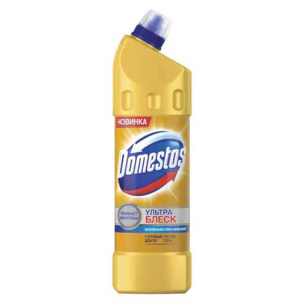 603780 Доместос (Domestos), "Ультра Блеск", Средство для уборки туалета 1 л, гель