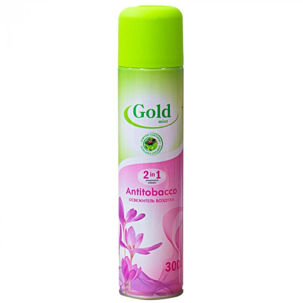 Освежитель воздуха GOLD MINT 300мл Антитабак (Antitabacco) / 12
