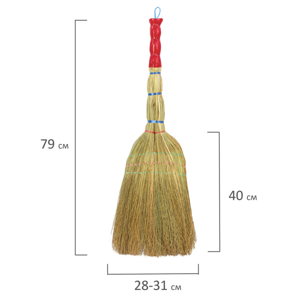 604229 Веник быт. сорго 3-х прошивной,ручка в пленке  ширина метелки 28-31 см, длина 79 см 