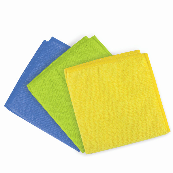 601243 Салфетка микрофибра универсальная лайма (3 в уп.) 25х25см цв.ассорти (син,зел,желт)