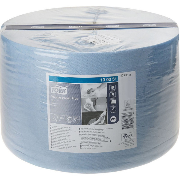 ВЫВОД 130051 Протирочная бумага в рулоне 2 слоя, 23,5х34 см (ДхШ) цв.синий, 510м  W1 (1500 л. в рулоне) 