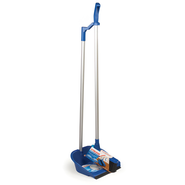 601472 Совок+щетка(комплект) для мусора алюм. ручка 70см резиновая кромка лайма