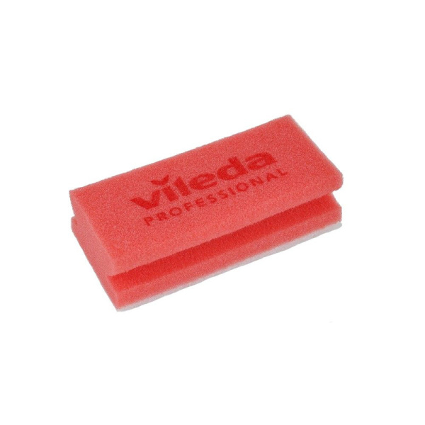 102563 Губка Виледа Минимальная жесткость, 15*7*4,5 см, белый абразив, красный (10 шт в уп)/ 100