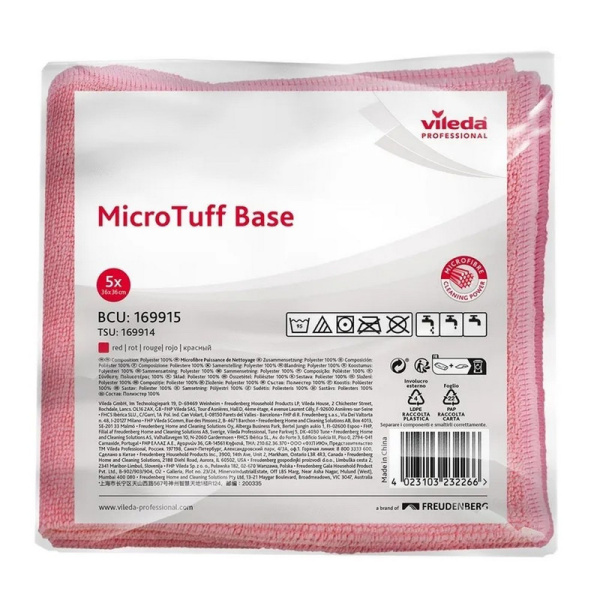 174178 Салфетка Виледа МикроТафф Бэйс, 36*36 см, красный (5 шт в уп) (ст арт 169915)/ 100