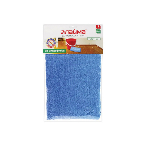 601250 Тряпка для мытья пола из микрофибры, СУПЕР ПЛОТНАЯ, 70х80 см, синяя, LAIMA
