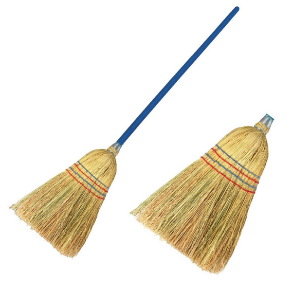 Веник-метла, сорго ЛАЙМА 1, натур., прошивной, с дерев. черенком 95см, средний, 360х280мм