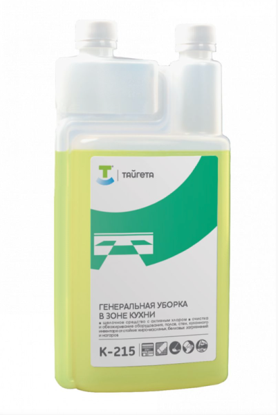 K-215 Тайгетта Хлорсодержащее щелочное средство для генеральной уборки на кухне 1л (6 х 1 л)