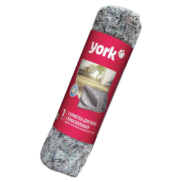 608406 Тряпка для мытья пола 60х75 см, плотность 260 г/м2, ХПП, серая в рулоне, YORK, 22310