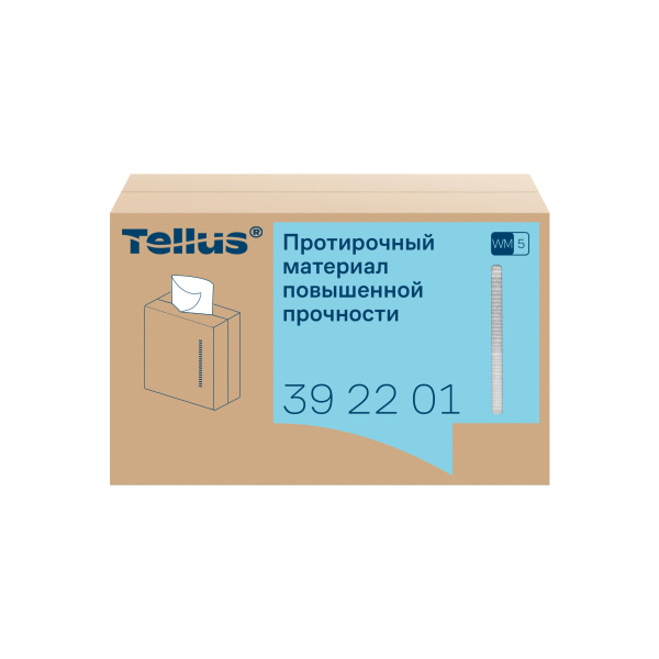 392201 Нетканный протирочный материал повышенной прочности Tellus, 1 слой, цв. белый, (100л в рулоне), WM5