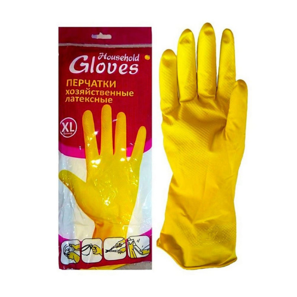 Household, Gloves, Перчатки хозяйственные латексные размер  XL