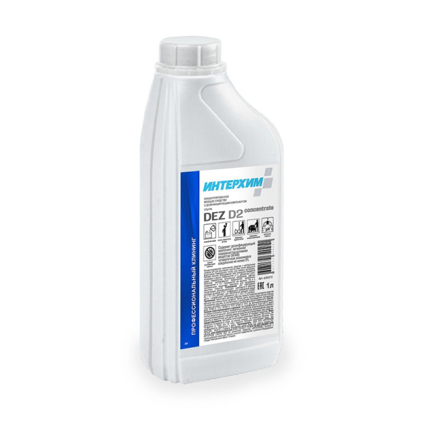 dz94210 Интерхим, Dez D2 concentrate, Нейтральное средство для мытья поверхностей, с дезинфицирующим эффектом, 1л