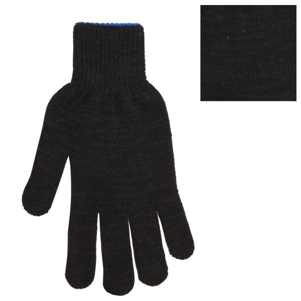 604470 Laima, Lux, 2 перчатки х/б 10 класс, 50-52г, 133 текстиль, ПВХ точка, комплект 5 пар, плотные, черные