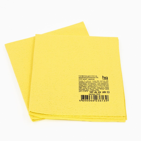 73613 Салфетка для стекла микроволоконная ПУ 35*40 см, 245 гр/м², желтая HQ Profiline /50/1