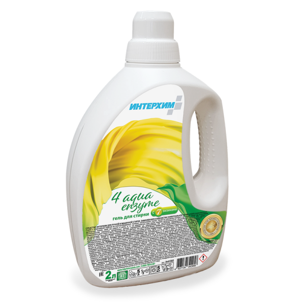ih41302 Интерхим, 4 Aqua Enzyme, Концентрированный гель для стирки (от пятен пищевого происхождения, следов от травы, крови, губной помады и другой косметики), 2л
