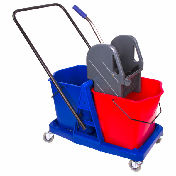 606659 Уборочная тележка brabix 2 съемных ведра 23л, мех. отжим, пластик каркас