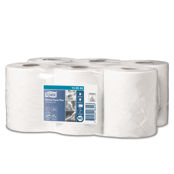 130044 _ВЫВОД_ Протирочная бумага с центр.вытяжкой торк 125 м 2 слоя цв.бел совм. с m2 368 л. в рул. (6 в
