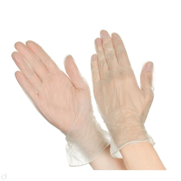 Alliance, Перчатки виниловые неопудренные, 100 штук в коробке (50 пар) размер M, цвет белый