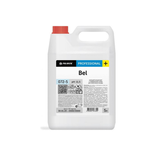 072-5 Pro-Brite, Bel, Средство для отбеливания посуды, моющий концентрат, 5л