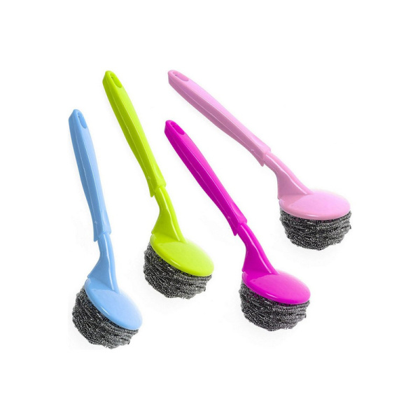 72514 Мочалка металлическая (спираль) с держателем с длинной ручкой/100/10